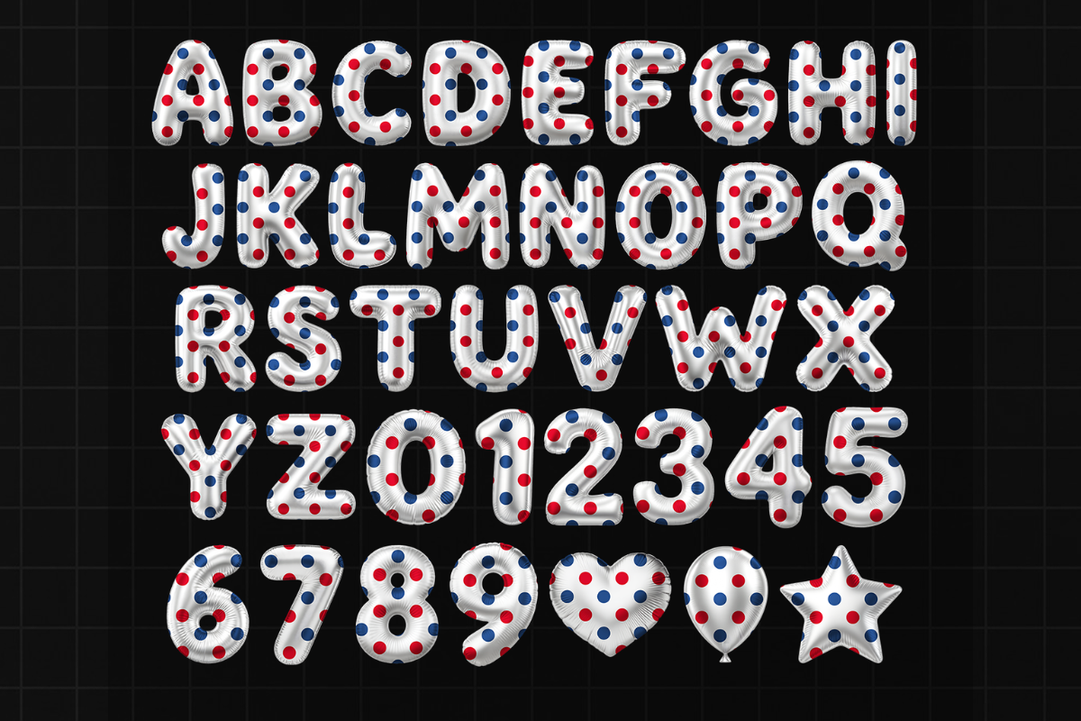 American USA Flag Balloon Font PNG, a Symbol Font by Jozoor (Photo 4 of 9)
