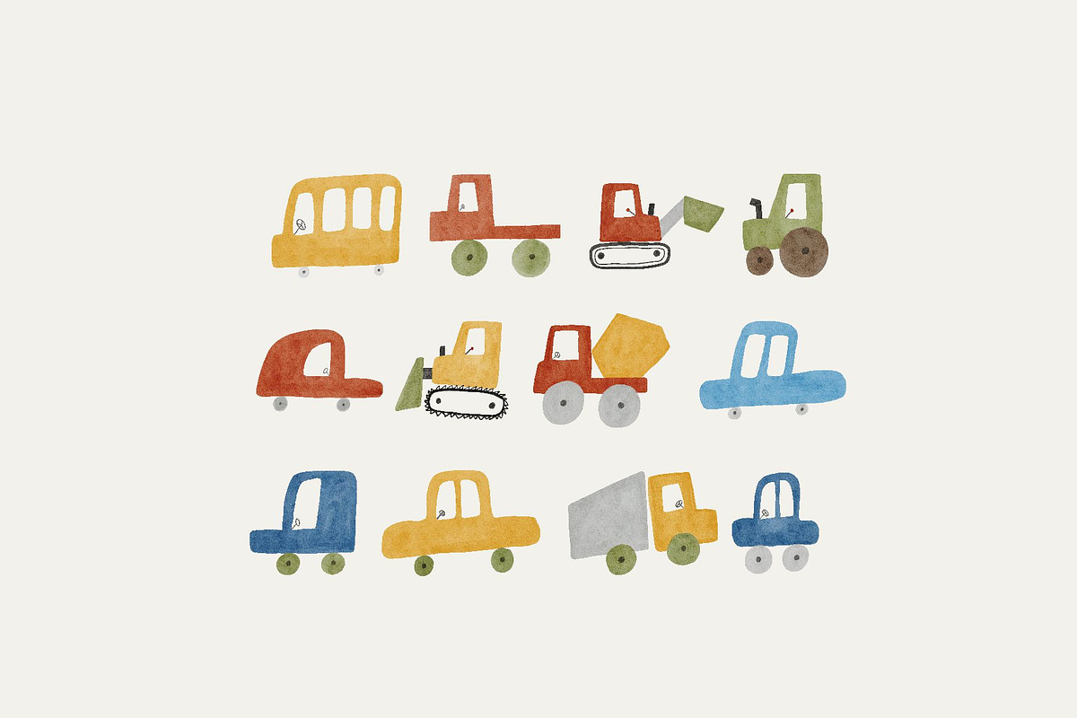 Cute Watercolor Cars, a Transportation Illustration by Cute And Wild (Photo 7 of 7)