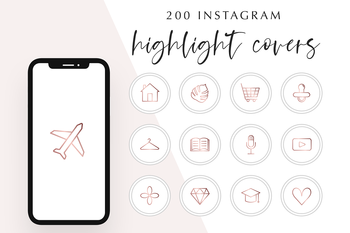 200 Instagram Story Highlight Icons, a Social Media Template by Blog&Glow (Photo 1 of 4)