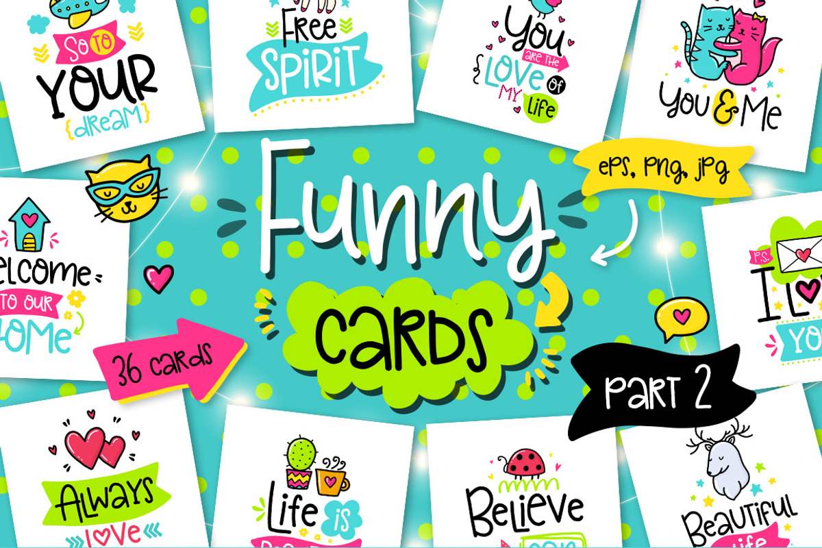 36 Funny Lettering Cards Collection!, a Card Template by Velliniki (Photo 1 of 5)