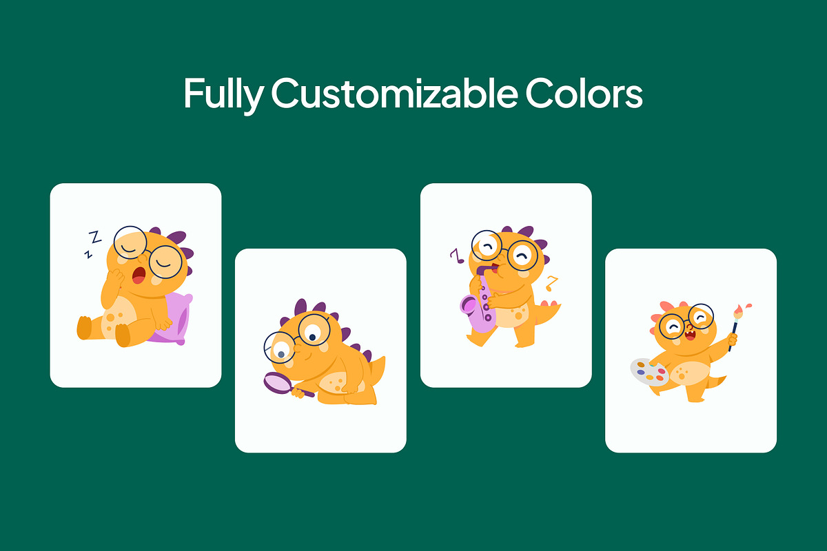 50 Dino Characters Illustration, an Animal Illustration by Brickclay (Photo 6 of 11)