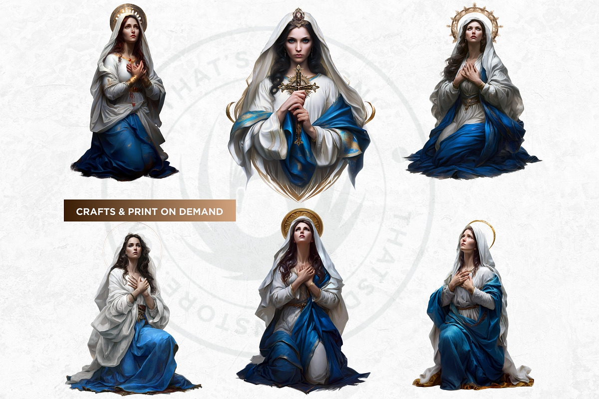 Holy virgin Mary clipart set, a Person Illustration by ThatsDesignArt (Photo 4 of 10)