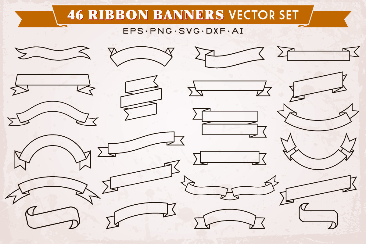46 Ribbon Banners Silhouettes Vector, an Object Graphic by Digiselector Design Goods (Photo 2 of 3)