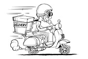 Hipster and Courier ride on scooter, a Food Illustration by yuanden graphics (Thumbnail 4 of 4)