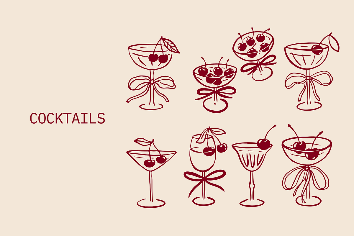 Whimsical Coquette Cherry Vibe Set, a Decorative Illustration by Veronika Gotovceva (Photo 3 of 6)