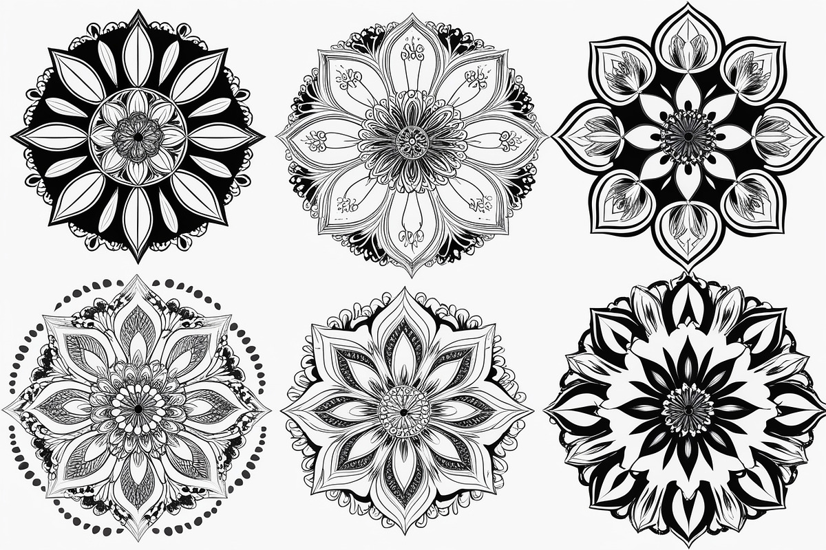 Boho Floral Mandala Bundle Set, an Illustration by Creativeshirt (Photo 4 of 7)