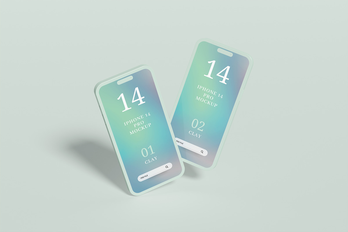 Phone 14 Pro Clay Mockup, a Print Template by AKMAL STUDIO (Photo 4 of 8)