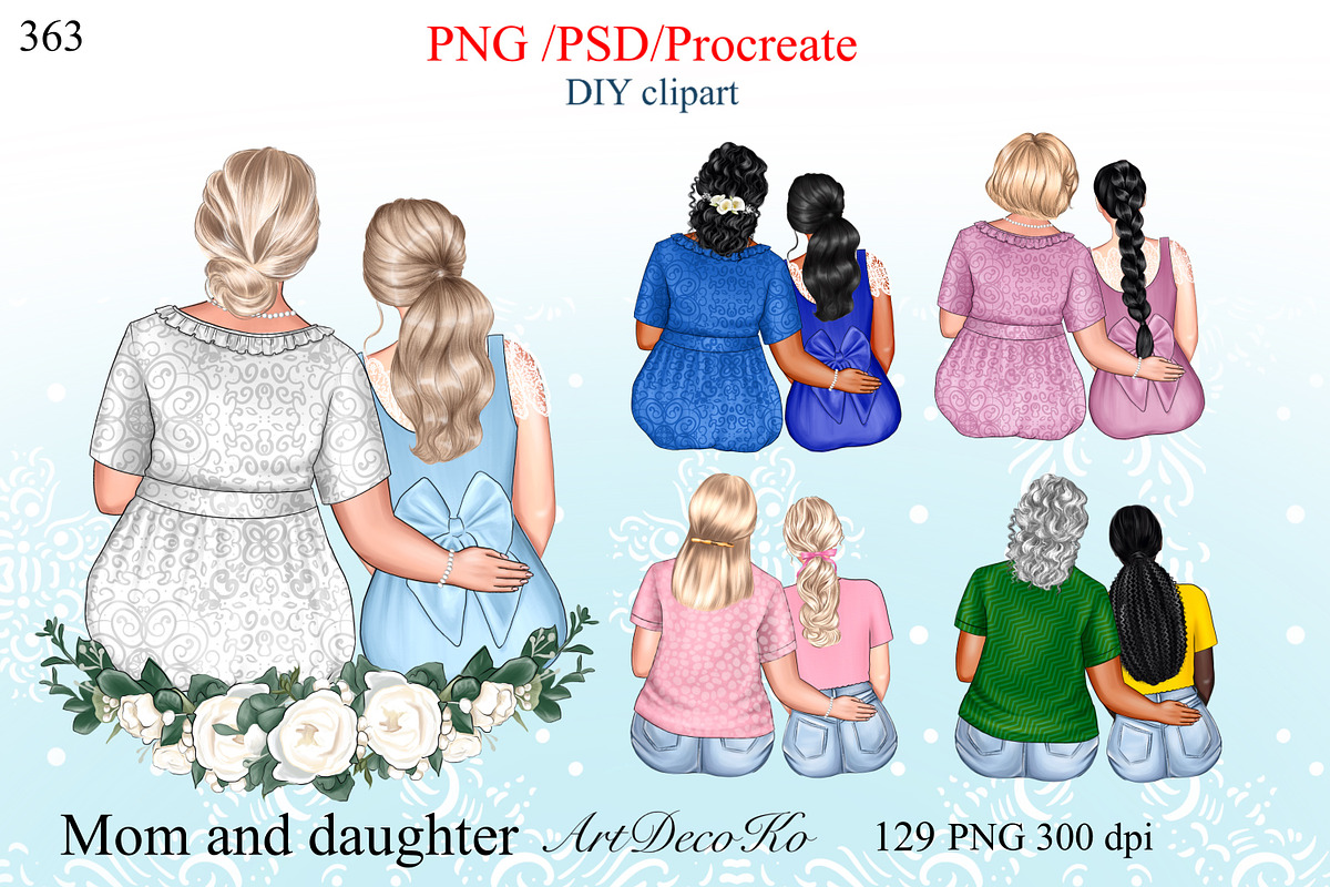 Elderly mother and daughter clipart,, a Person Illustration by DekoArt (Photo 1 of 6)