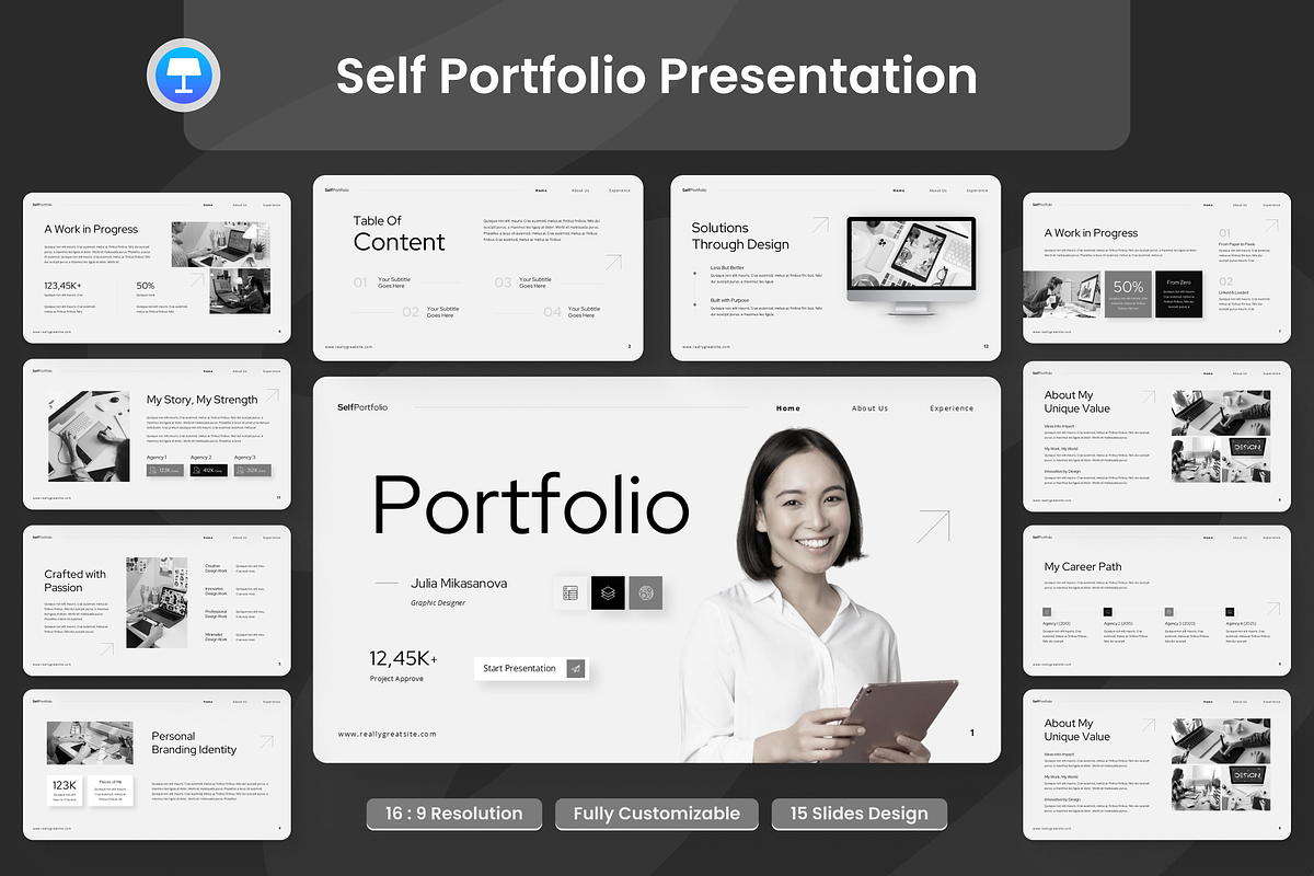 Self Portfolio Presentation, a Presentation Template by Annora Studio (Photo 1 of 7)