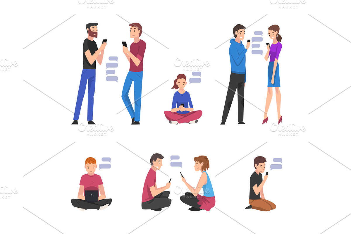 Young Man and Woman with Smartphone, a Person Illustration by TopVectors
