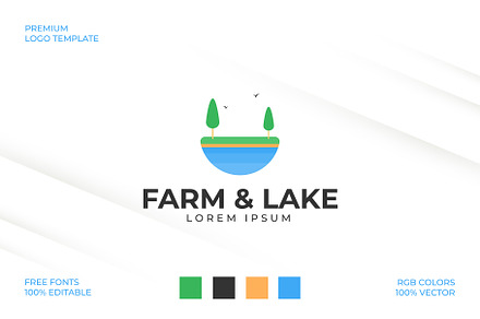 Farm and Lake Logo Template