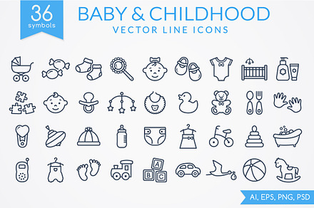 Baby line icons