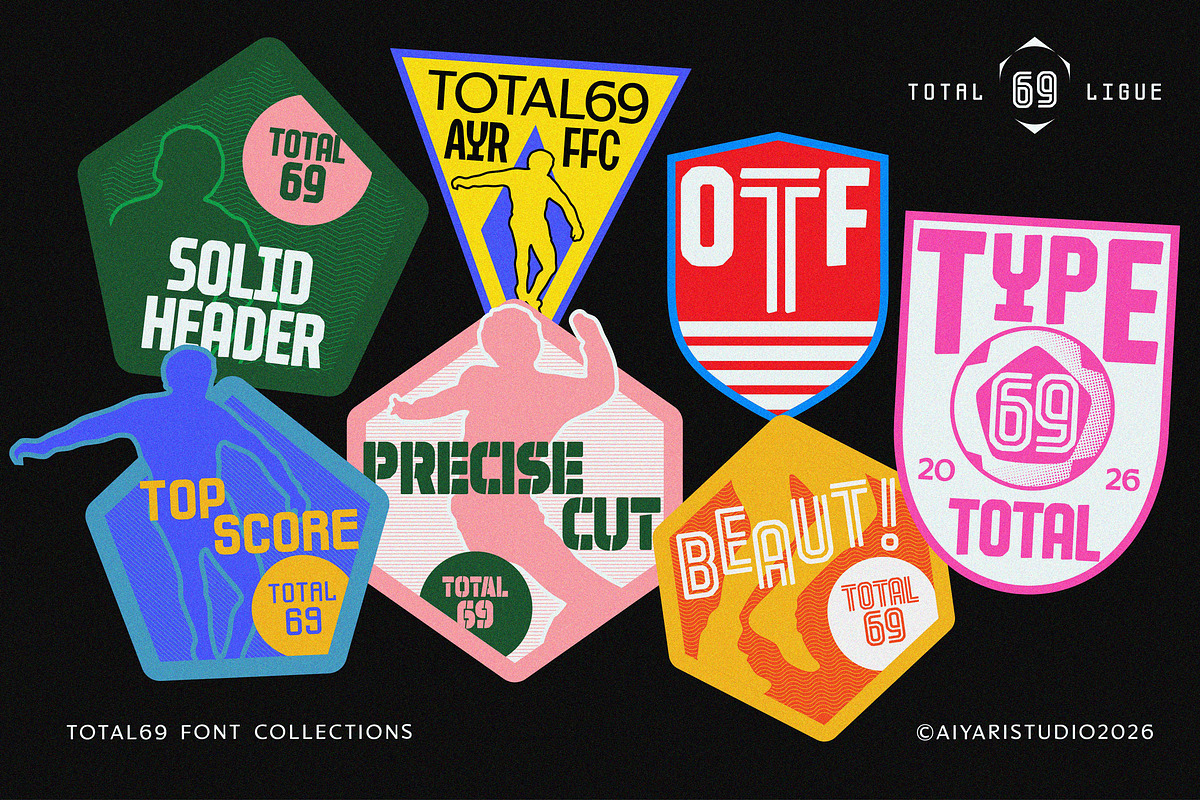 Total 69 — Football Font Collection, a Sans Serif Font by Aiyari (Photo 19 of 20)