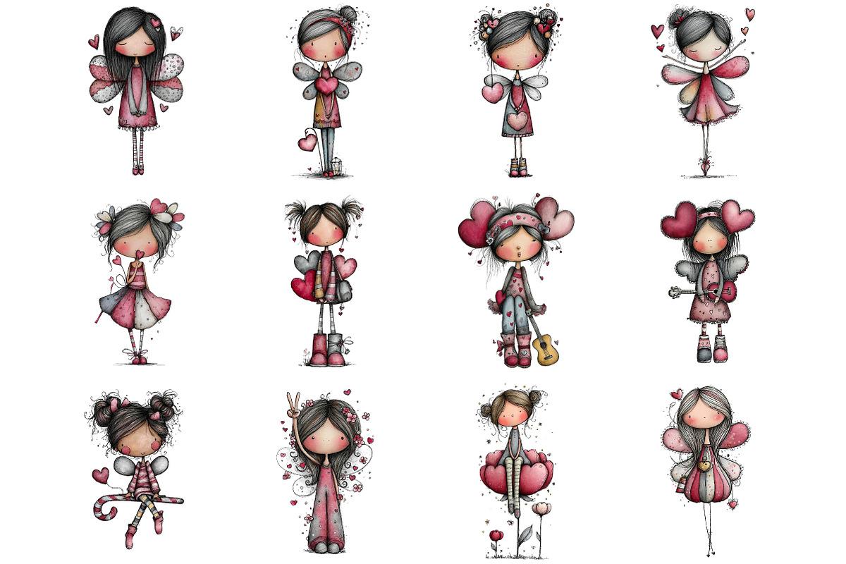 Watercolor Valentines Fairy Clipart, an Illustration by DreamArtGraphic (Photo 2 of 4)
