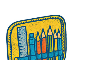 Back to school supplies in vintage s, an Illustration by Dvoevnore photos