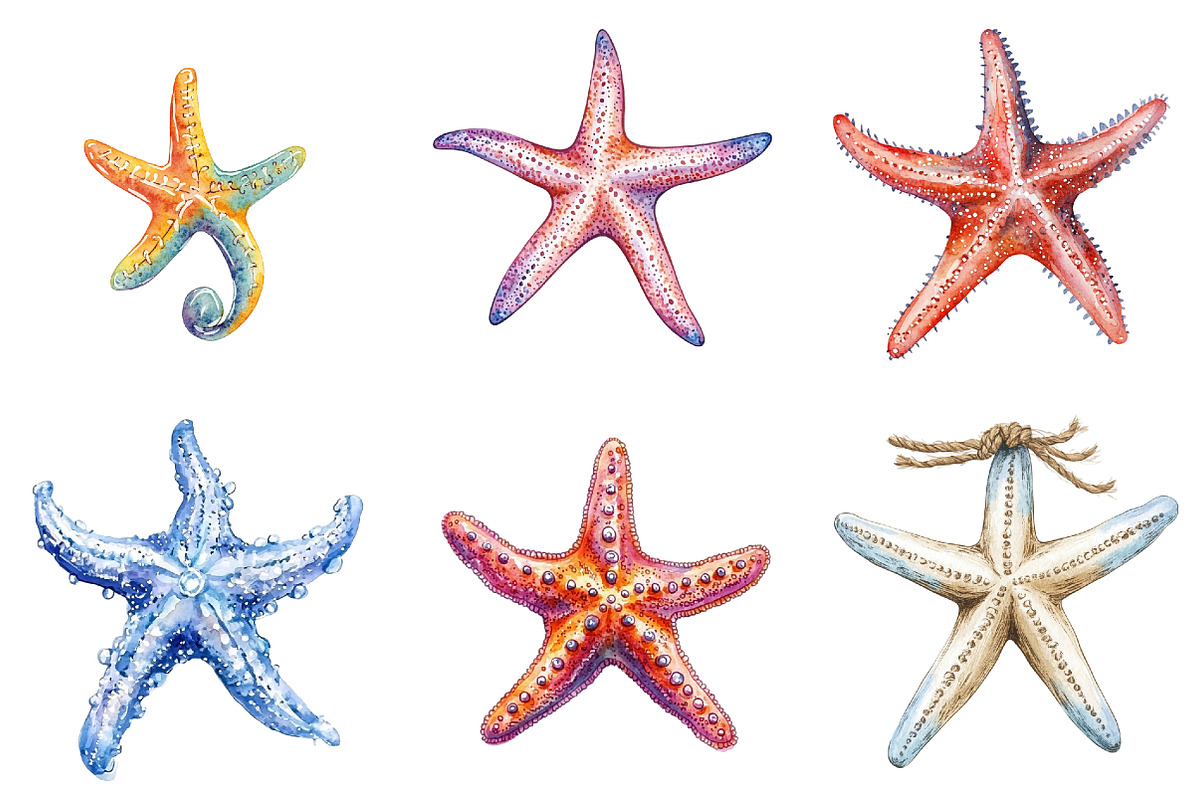 Starfish Watercolor Clipart Bundle, an Illustration by Pixels.Craft (Photo 4 of 8)