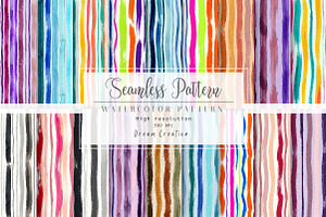 Watercolor Stripe Seamless Patterns, a Pattern Graphic by Dream Creation