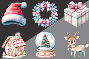 Kawaii Pink Mint Christmas Clipart, an Illustration by Black Bird Studio (Thumbnail 2 of 6)