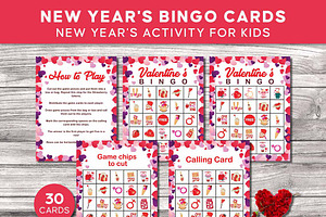 Valentine’s Day Bingo Printable Game, a Print Template by Graphicsnext