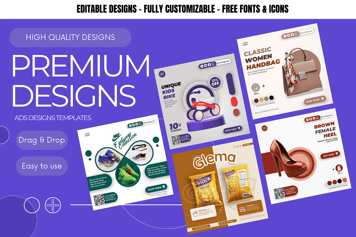 PREMIUM ADS DESIGN CANVA, a Social Media Template by DigitAuras (Photo 1 of 2)