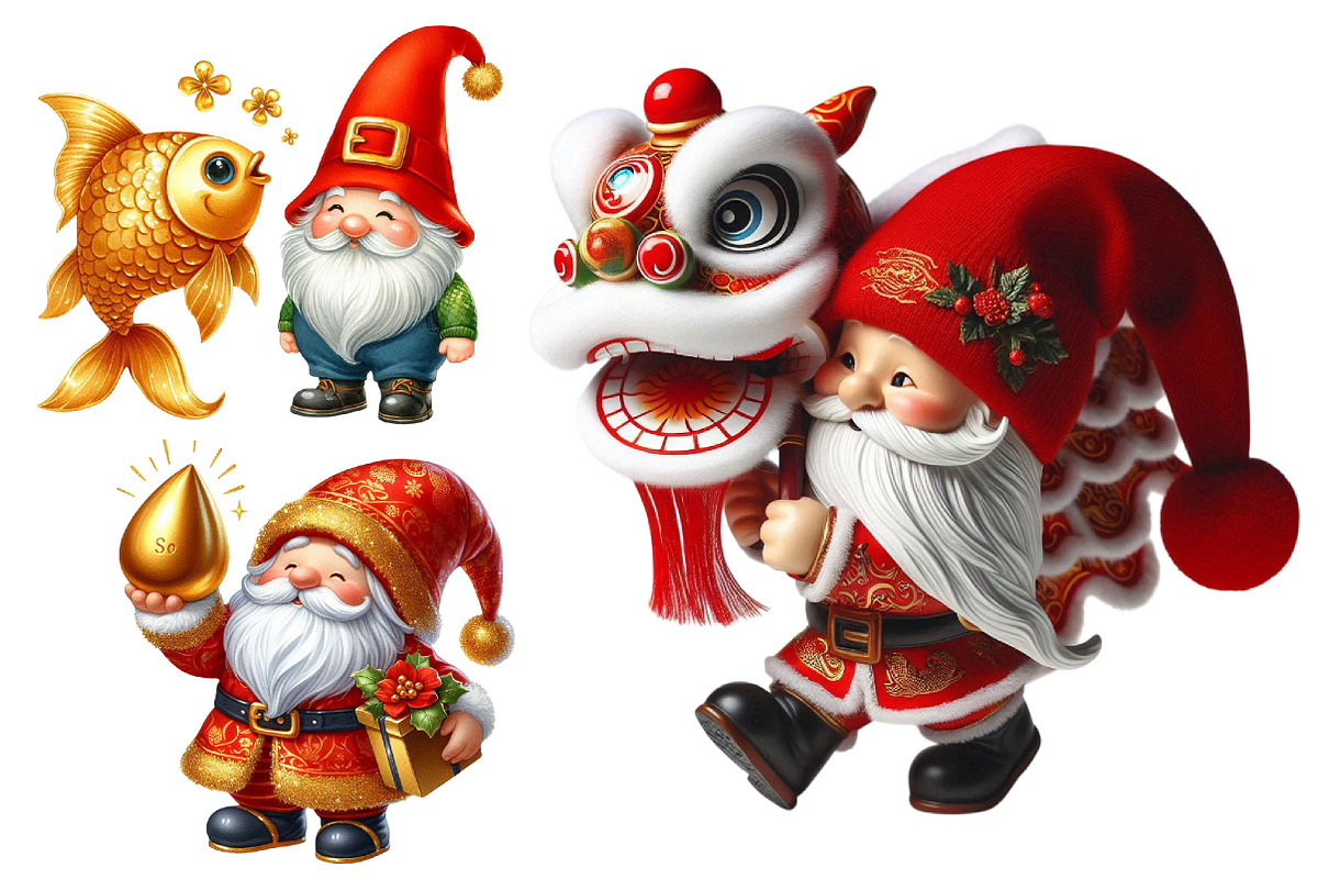 Chinese New Year Gnomes Clipart, a Graphic by CitraGraphics (Photo 2 of 3)
