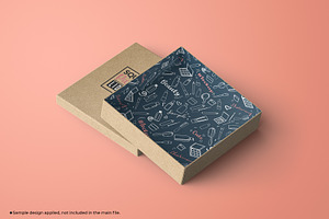 Square Kraft Paper Gift Box Mockup