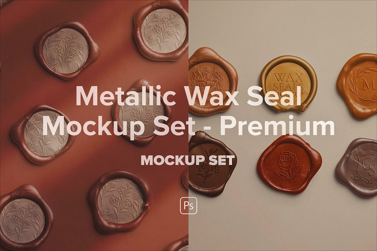 Metallic Wax Seal Set - Premium, an Advertising Mockup by Custom Scene (Photo 1 of 9)