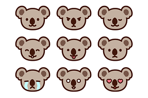 Koala Emoji Set, an Animal Illustration by Irina Mir