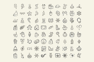 80 Hand-Drawn Christmas Icons