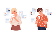 People using dating app set, a Technology Illustration by Good Studio (Thumbnail 4 of 6)