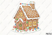 Whimsical Gingerbread House, an Illustration by CraftArtStudio (Thumbnail 1 of 4)