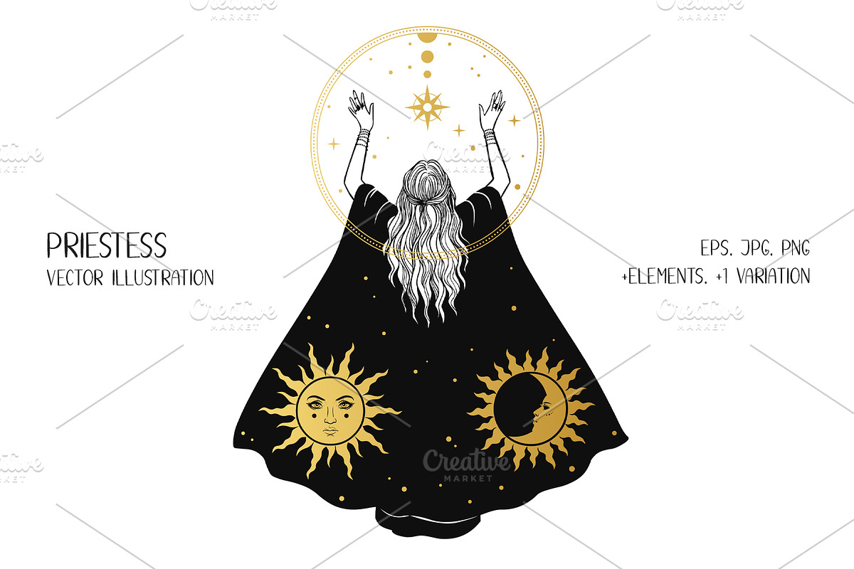 Priestess. Vector illustrations, an Illustration by Nadia Murash (Photo 1 of 3)