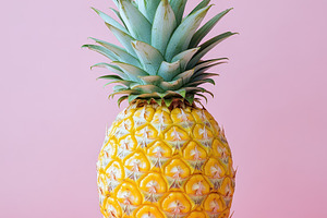 Ripe Pineapple on Pink Background Tr, a Food & Drink Photo by Pixeness Studio