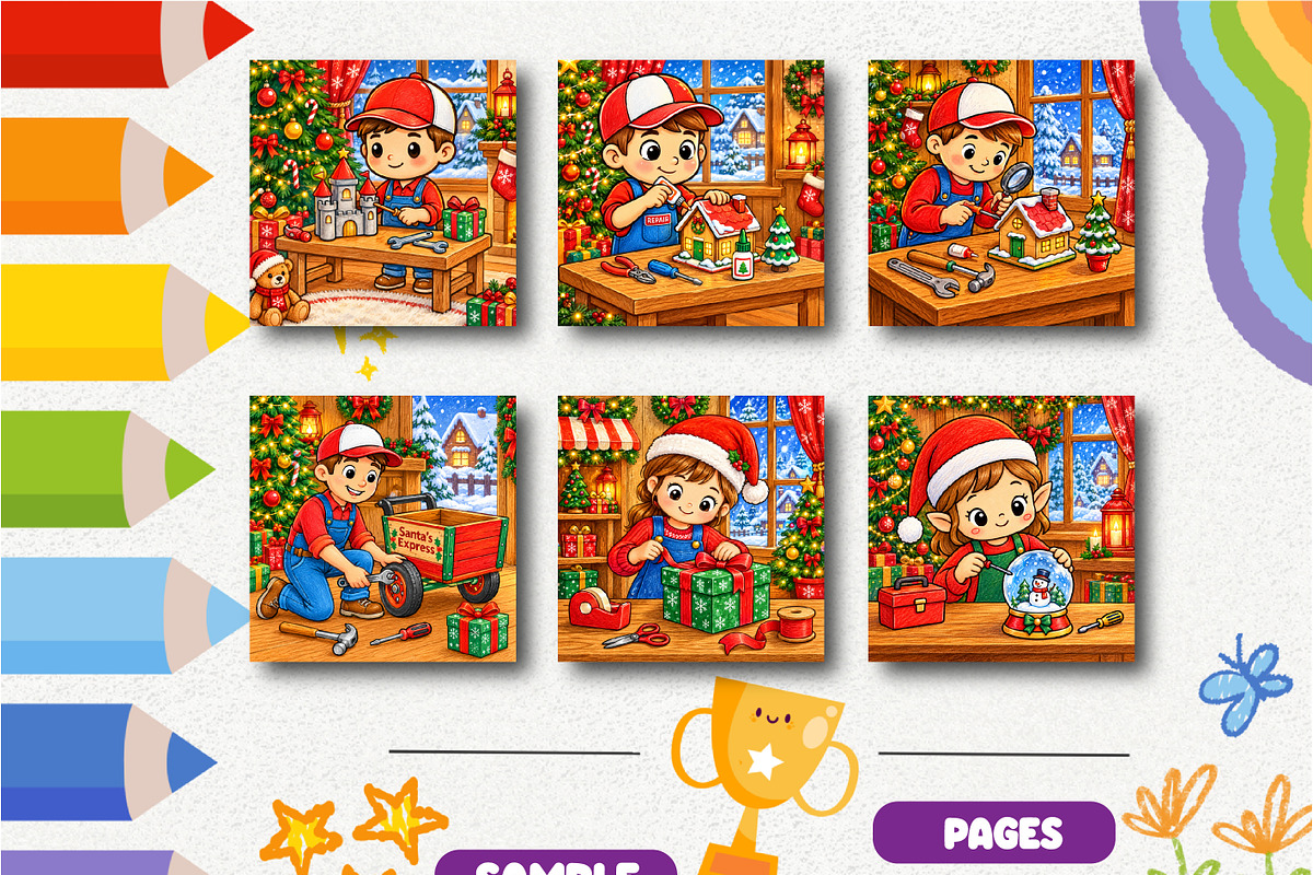 Christmas Repair Shop Coloring Book, a Seasonal Illustration by Design Zone (Photo 2 of 5)