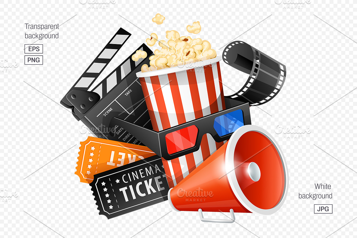 Cinema & Movie Icons (EPS+PNG+JPG), an Object Graphic by LoopAll (Photo 2 of 3)