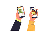 Hands with smartphone screens set, a Technology Illustration by Good Studio (Thumbnail 2 of 4)