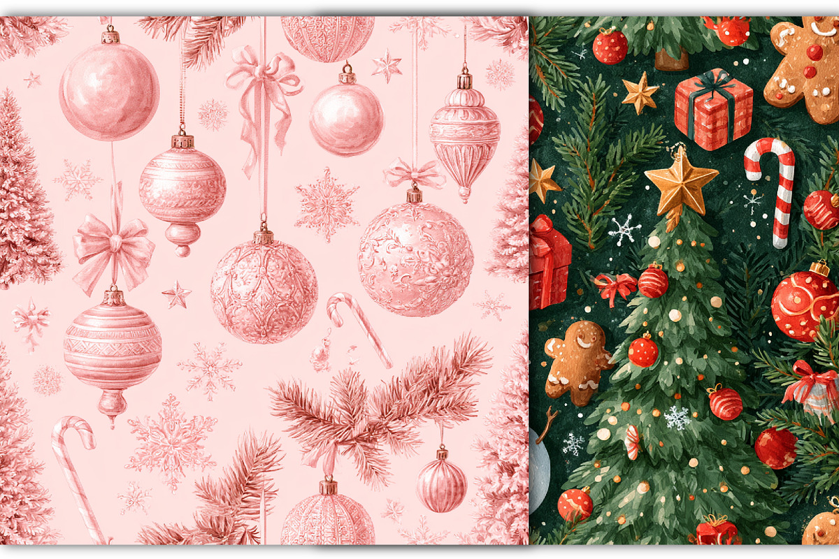 Christmas Digital Paper Pack, a Pattern Graphic by Black Bird Studio (Photo 6 of 6)