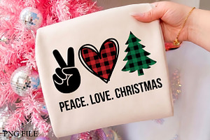 Peace Love Christmas Tree PNG Design, a Seasonal Illustration by CrexoraLab
