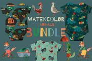 Bundle Animals Watercolor, a Pattern Graphic by watercolor kamill (Thumbnail 1 of 17)