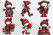Whimsical Snowman Christmas Clipart, an Animal Illustration by SVGArt (Thumbnail 2 of 9)