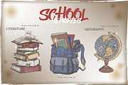 School memories vintage sketch set, a Graphic by Quetzal Art (Thumbnail 3 of 6)