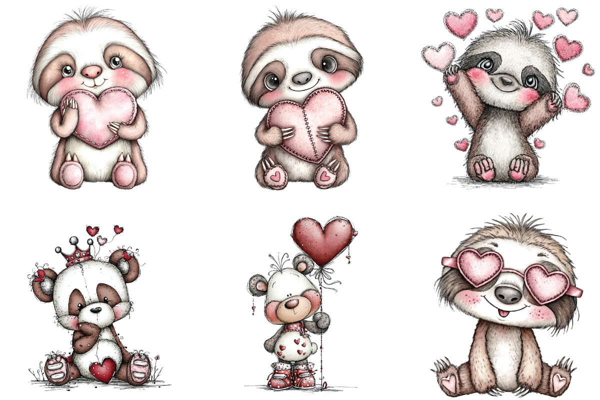 Whimsical Quirky Valentine Sloth PNG, a Graphic by CraftArtStudio (Photo 5 of 6)