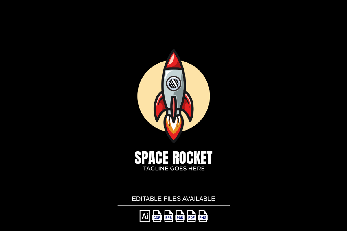Space Rocket Simple Mascot Logo, a Branding & Logo Template by Ibnipro1