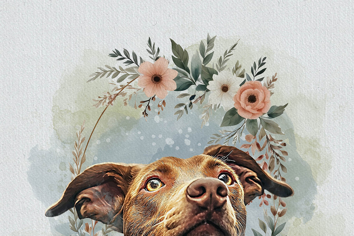 Flower Custom Watercolor Pet Art, an Action Add-On by MRI STUDIO (Photo 19 of 23)