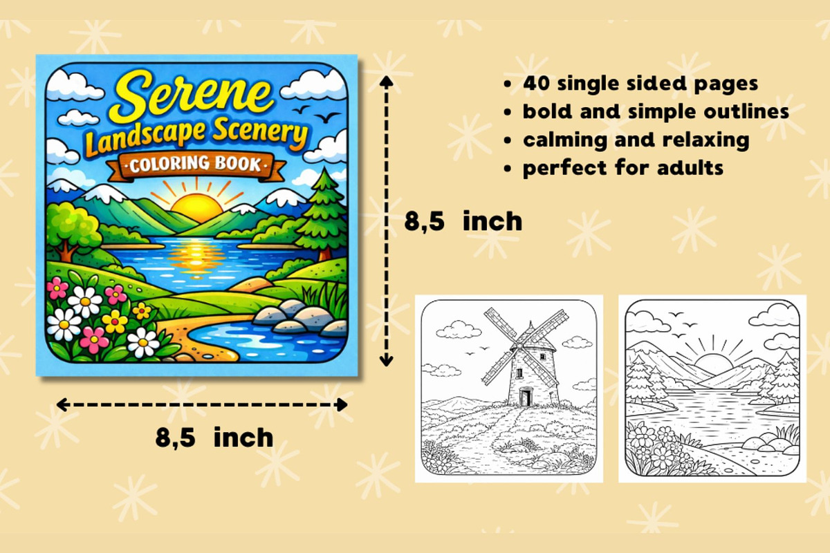 40 Landscape Coloring Printables, an Object Graphic by Image for Sale (Photo 2 of 3)