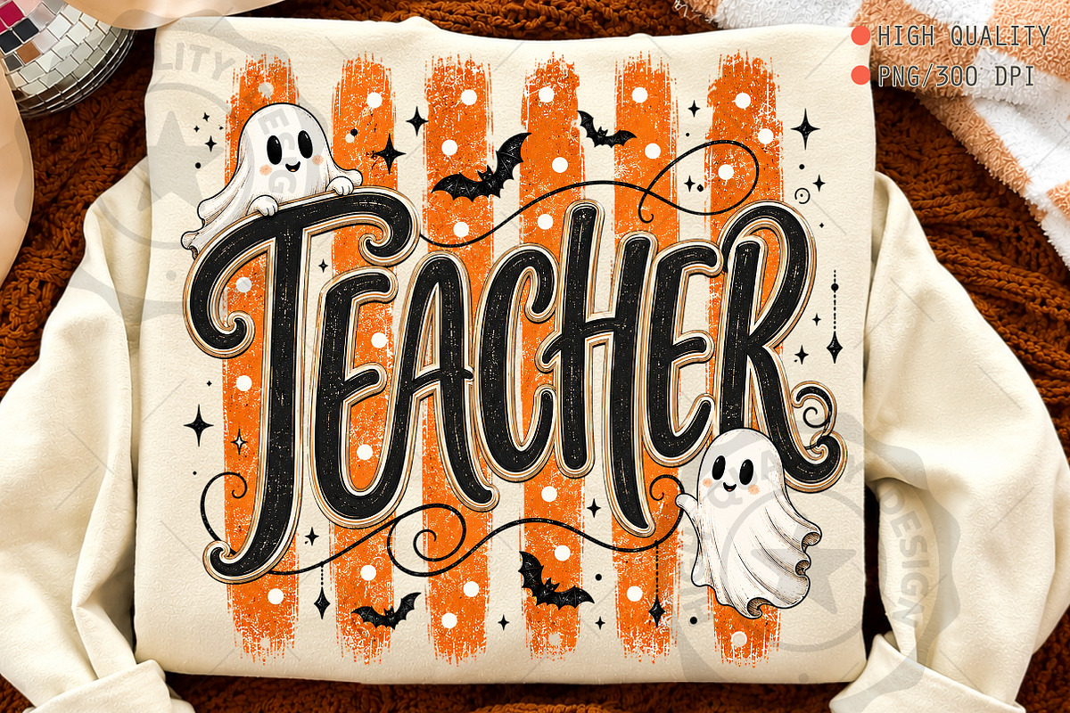 Spooky Halloween Ghost Teacher PNG, a Seasonal Illustration by OK Design (Photo 1 of 5)