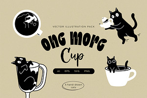 Coffee Cats Vector Illustrations, an Animal Illustration by helenreveur