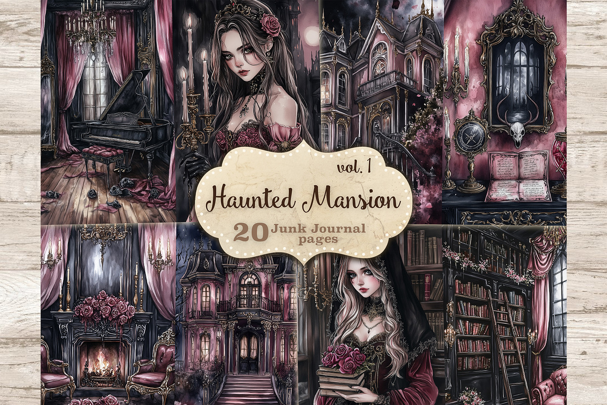 Haunted Mansion Junk Journal Pages, a Person Illustration by GlamArtZhanna (Photo 1 of 10)
