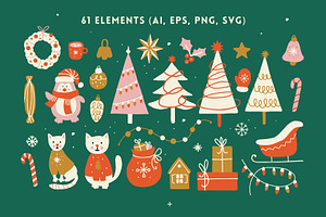 Merry Christmas Svg, Ai, Png, Eps