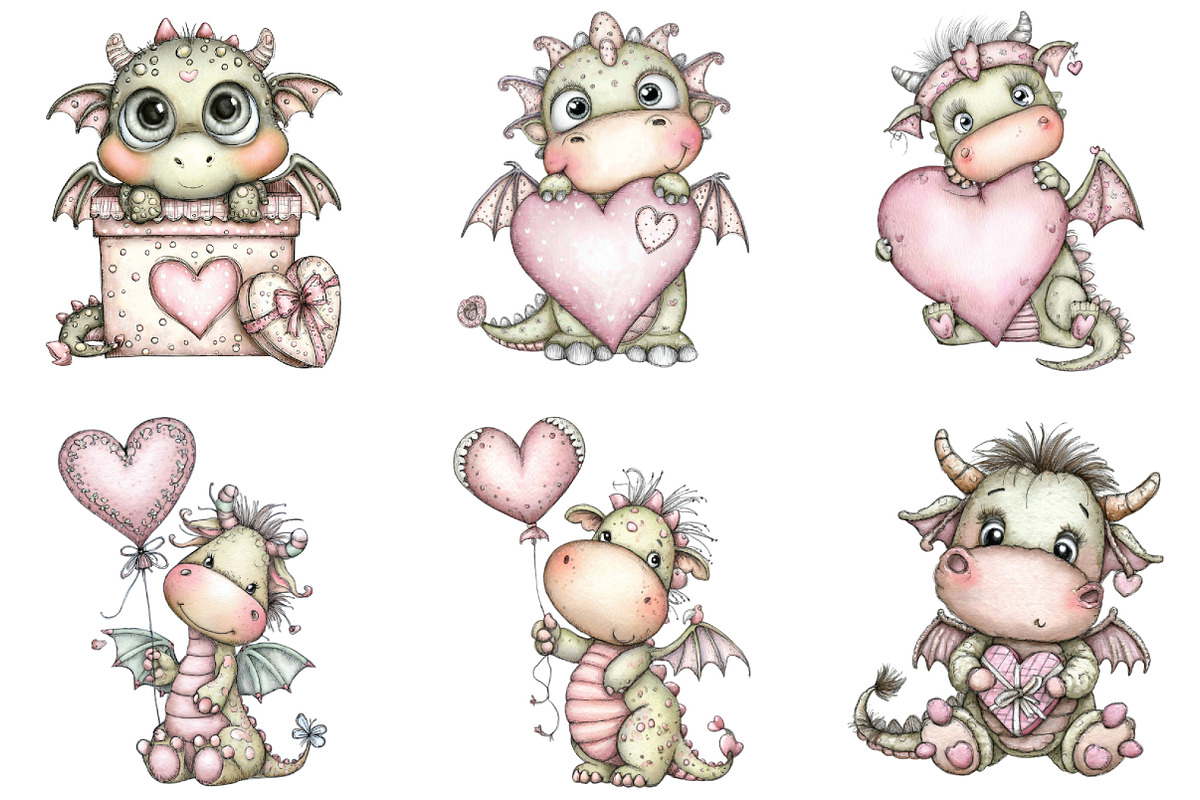 Whimsical Valentine Baby Dragon PNG, a Graphic by CraftArtStudio (Photo 2 of 6)